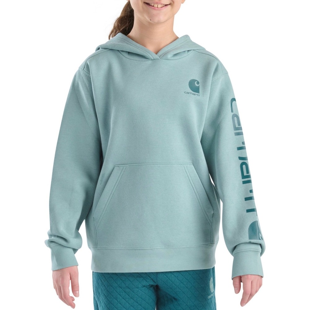 Carhartt Girls‎ Patina Green Graphic Fleece Hoodie Sweatshirt pullover Size M 10
